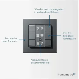 eQ-3 Homematic IP Wandtaster 6-fach anthrazit,