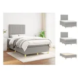 vidaXL Boxspringbett mit Matratze Hellgrau 120x200 cm Stoff