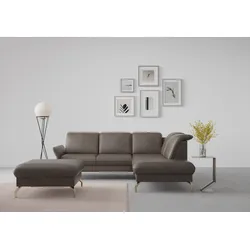 Ecksofa SIT & MORE "Fashion L-Form", braun, B:250cm H:84cm T:207cm, Sofas, wahlweise mit Kopfteilverstellung, Vorziehsitz, motorisch, Nickelfüße