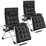 Tectake Sonnenliege 84 x 168 x 82,5 cm Schwarz