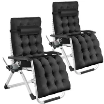 Tectake Sonnenliege 84 x 168 x 82,5 cm Schwarz