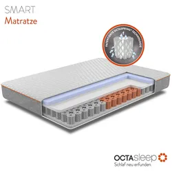 Komfortschaummatratze OCTASLEEP "Octasleep Smart Matress" Gr. 10, weiß, B:90cm H:18cm L:200cm, Bezug: 99% Polyester, 1% Elasthan. Bezug (unten): 50% Polyester, 50% Viskose. Steppfüllung: 100% Polyester, Matratzen, Innovative Schaumfedern mit neuartigem Komforterlebnis