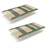 7-Zonen Lattenrost 2er Set - 80x200 - Starr - Auch für Bettgröße 160x200 - Klappbar und vormontiert - 28 Birke Federleisten - Härtegradverstell...