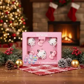 sarcia.eu Hello Kitty SET Weihnachtsbaumkugeln, UNZERBRECHLICH, KUNSTSTOFF-Weihnachtsbaumschmuck, SET 6 Stück