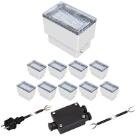 ledscom.de 10er-Set LED Pflasterstein CUS Bodenleuchte für außen, kalt-weiß, 230V, 8x5cm
