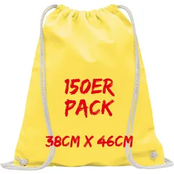 Texxilla Turnbeutel Mehrpack mit robusten Zugbändern, Gelb, gelb