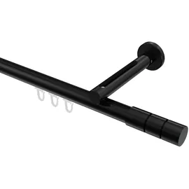 Interdeco GARDINENSTANGE INNENLAUF Siteno Elanto 480 cm (geteilt in 3 x 160 cm), 1-läufig, 20 mm Ø Schwarz