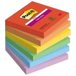 Post-it Haftnotizen 6546SSPLAY, Playful, 76x76mm, ultrarot/vitalorange/ultragelb/limonengrün/paradiseblau/flieder, quadratisch 405459692 6 Stück