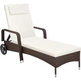 Tectake tectake® Rattan Sonnenliege, widerstandsfähig, 6-fach verstellbare Rückenlehne, 200 x 70 x 33 cm