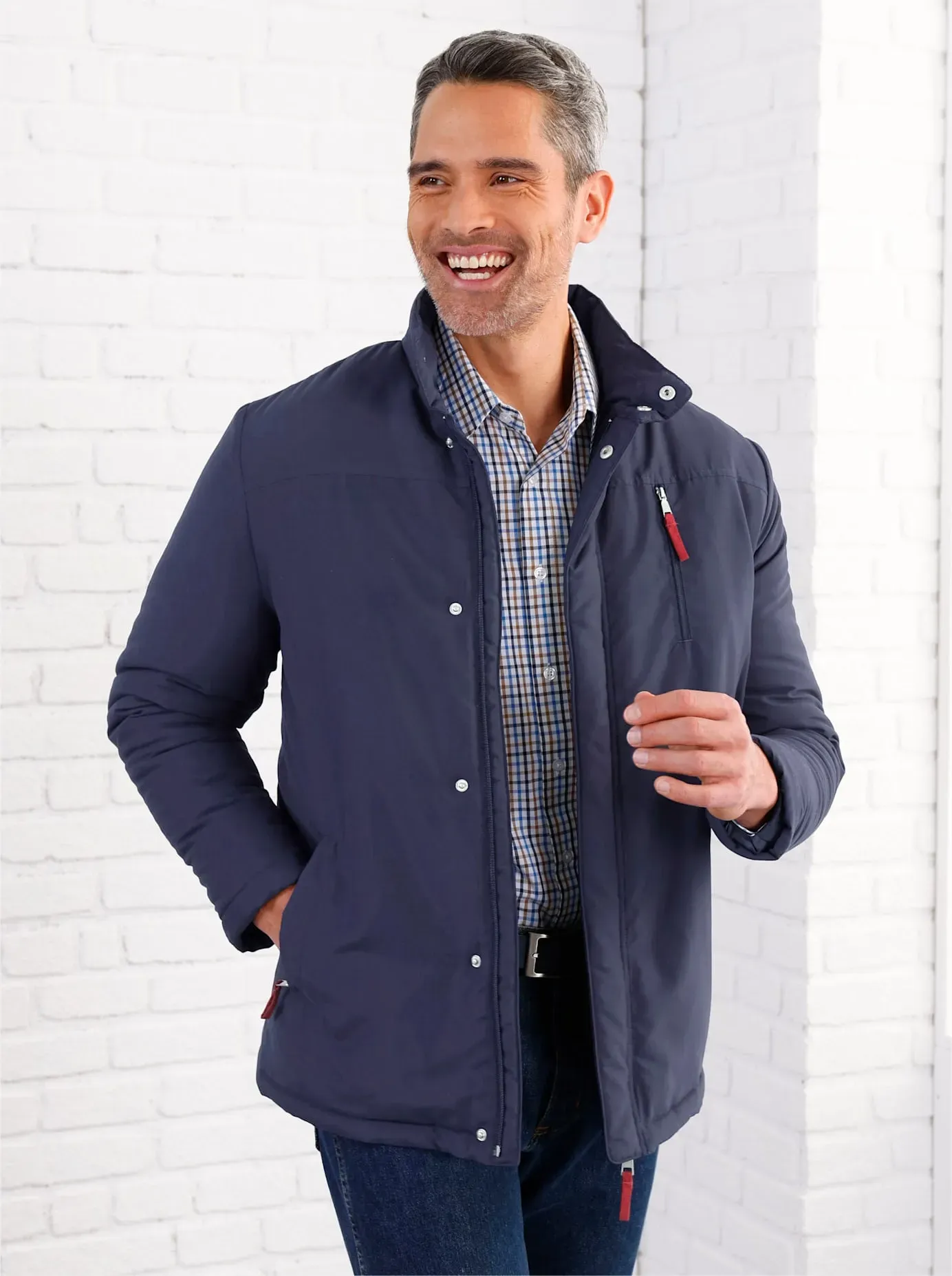 Langjacke CLASSIC, Herren, Gr. 52, blau (marine), 100% Polyester, Wattierung:100% Polyester, unifarben, Jacken Langjacke