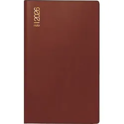 Rido Taschenkalender uni-planer 10,4x15,3cm 1 Monat/2 Seiten Kunststoff bordeaux 2026