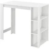 [en.casa] Bartisch Danderyd 120x60x106 cm mit 3 Ablagefächern Weiß