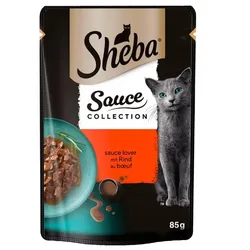 SHEBA Sauce Collection 85g: Nassvollnahrung für adulte Katzen mit Rindfleisch in Sauce
