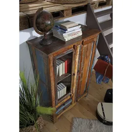 Massivmoebel24 Vitrine Altholz 95 x 42 x 140 cm Mehrfarbig
