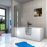 AcquaVapore Seniorendusche und Badewanne mit Tür S12D-R-EC Dusche 85x170cm mit 2K Scheiben Versiegelung