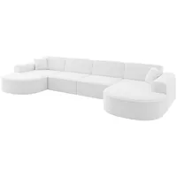 altdecor Wohnlandschaft MARI-U2 - 388x171x79 cm, Weiß Bouclé