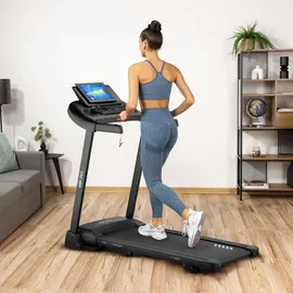 gymtek Gymtek® Laufband für Zuhause, Walking Pad, Treadmill - bis 130 kg, 14 km/h - Klappbar, 15 Trainingsprogramme, LCD-Display - Fitness, Home Gym - Schwarz