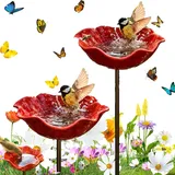Blumen Gartenstecker VogelträNke, 2026 Neu Bienen TräNke Blume, 2/3 Stück VogelträNke Metall Futterstation Vögel Gartenstecker, Bienentränken Blume für Den Garten (2 Stück-A)