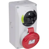 PCE Cee-wandsteckdose 16a, 5-polig, 400v Abschaltbar mit Verriegelung Ip44 - Schraubanschluss - rot/grau