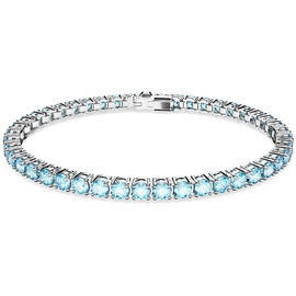 Swarovski Armband, Rhodiniertes Damenarmband mit Strahlenden Blauen, Swarovski Kristallen