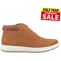 Hush Puppies Bronko Herren Freizeit Leder Chukka Stiefel Hellbraun