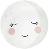 Paco Home Kinderteppich Teppich Rund Kinderzimmer Spielmatte Mond Motiv Creme Weiß, Grösse:150 cm, Rund