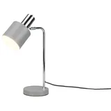 Reality Leuchten LED Nachttischlampe, LED wechselbar, warmweiß, dimmbar, große Leselampe Bett mit Metall Lampenschirm Grau, Höhe 43cm grau