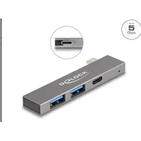 DeLock 3 Port Slim USB Hub mit Type-C zu 1 x 5 Gbps 2 5 64275 - Grau