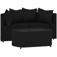 vidaXL 3-tlg Garten-Lounge-Set mit Kissen Schwarz Poly Rattan Modell 7