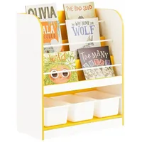 SoBuy Bücherregal mit 3 Ablagefächern und 3 Körben Gelb