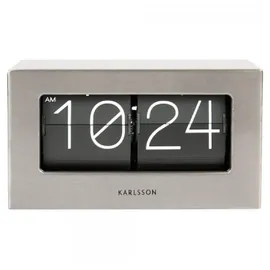 Karlsson - Wand-/Tischuhr Boxed Flip - Gebürsteter Stahl - 20,5x7x11,5cm - Grau