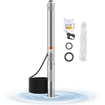 Vevor Tiefbrunnenpumpe 550 W 100 L/min 53 m mit 20 m Kabel und externem Steuerkasten