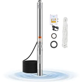 Vevor Tiefbrunnenpumpe 550 W 100 L/min 53 m mit 20 m Kabel und externem Steuerkasten
