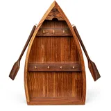 NKlaus Maritim 22x37,5x6cm Schlüsselrack Bott aus Holz mit 7 Messinghaken Schlüsselbox 11715