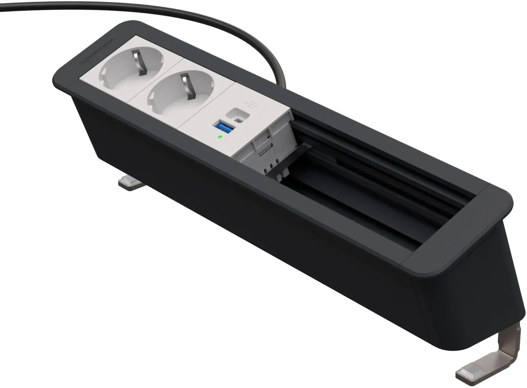 Kindermann CablePort Office desk 6-fach - 2x Strom + 1x USB-A/C mit 30W Power De...