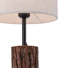 just light. Tischleuchte Beistelllampe Tischlampe Schlafzimmerlampe Holzdekor Stoff H 58 cm