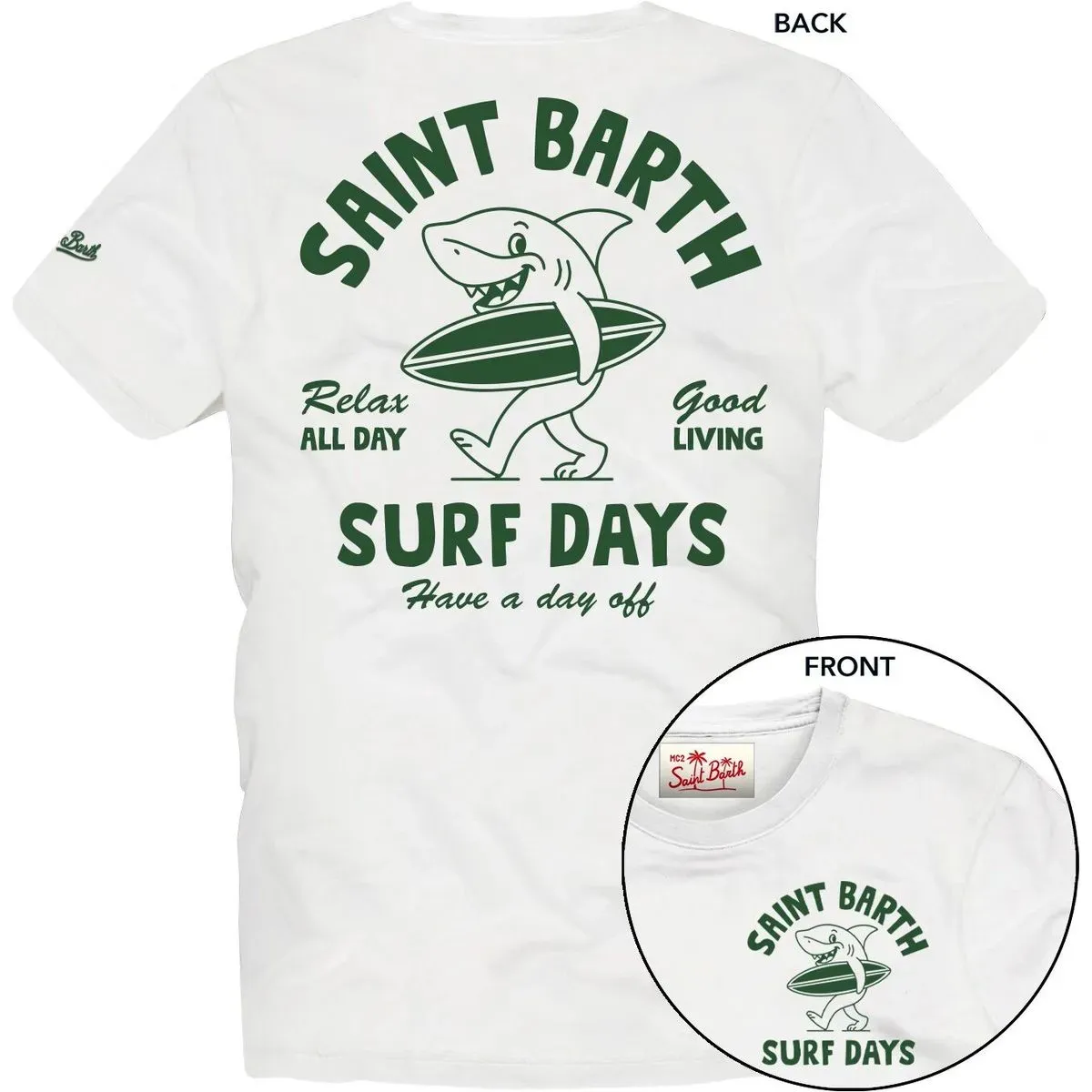 MC2 Saint Barth Portland JR BOY Cotton T-shrt With Front AND Back Print/Emb shark surfer 01n (00839L) 8 yrs