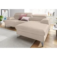 COTTA Ecksofa Caluso L-Form, inklusive Kopfteilverstellung, wahlweise mit Bettfunktion beige|braun