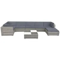vidaXL 8-tlg Garten-Lounge-Set mit Kissen Poly Rattan Grau Modell 54
