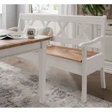 Lomadox - Bank 180cm mit Stauraum, Kiefer weiß mit Eiche, ESBJERG-69