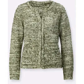 CREATION L Strickjacke in ecru-khaki-gemustert | Gr.: 46