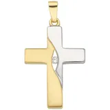Adelia ́s Kreuzanhänger Damen & Herren 333 Gold Kreuz Anhänger mit Zirkonia, mit Zirkonia für Damen & Herren goldfarben