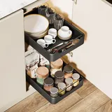 Avmvnvc Teleskopschublade, Ausziehbare Schublade Küche, Ausziehbarer Schrank Organizer Kein Bohren,1 stück Schrank Schubladen für Küchenschrank, Slide Out Drawer 25CM, Schrankauszug Küche, Schwarz