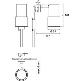 EMCO system2 LED-Spiegel-Klemmleuchte 4-6 mm Silber