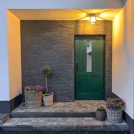 QAZQA Outdoor-Deckenleuchte Edelstahl 1-flammig E27 schwarz