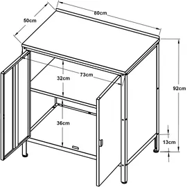 casa.pro Outdoor Schrank Bolognano 92x80x50 cm Schwarz, matt
