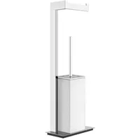 GESSI Rettangolo Accessoires Standkombination Papierrollenhalter und Toilettenbürstengarnitur, Behälter weiß,