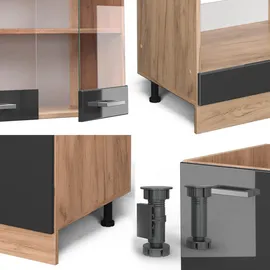 Vicco Winkelküche L-Form 227 x 287 cm Anthrazit Hochglanz