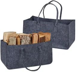 Relaxdays Kaminholztasche Filz 28 l 2er Set grau