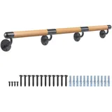 Dolibest Handlauf Holz, 300cm Handlauf Treppe Innen Holz Buche Runde Wandhandlaufe Geländer Treppengeländer 3.8cm Rutschfest Sicherheithaltegriff Barrierefreie für Jüngere/ältere